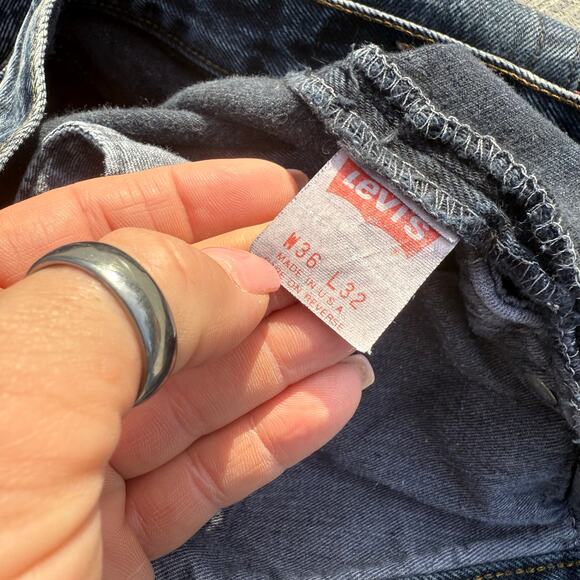 VTG 80s Levi's 501 Button Fly Straight Leg Faded Black Jeans 36x32 ACTUAL 34x31 - Picture 7 of 12